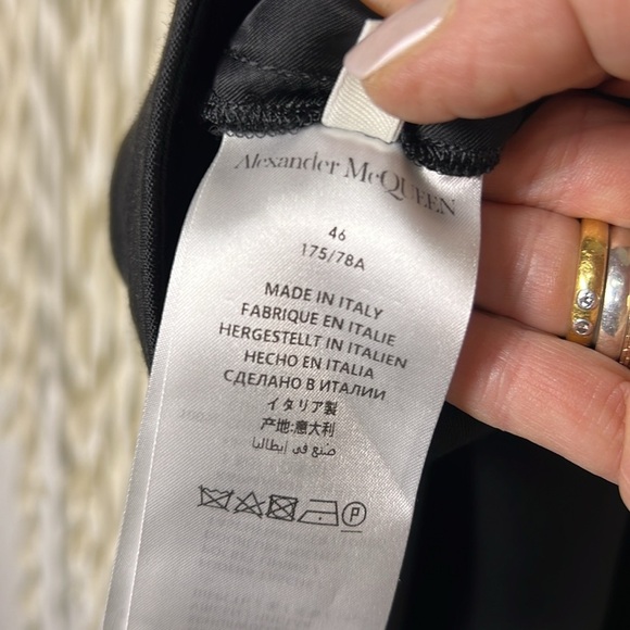 Alexander McQueen Black Wool Cuffed Cropped Trouser Size 46/US12 - Picture 10 of 11